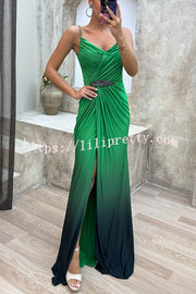 Yulissa Gradient Color Embellished Mermaid Regular Evening Maxi Dress