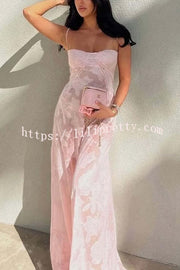 Fashion Sexy Suspenders See-through Holiday Slim Maxi Dress