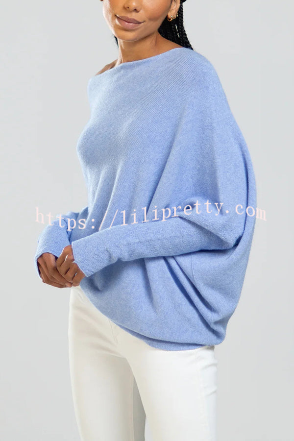 Solid Color Round Neck Long Sleeve Loose Knitted Sweater