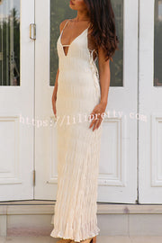 Passion and Romance Pleated Side Tie-up A-line Maxi Dress