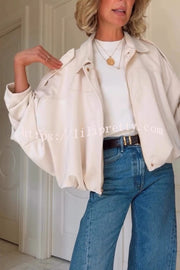 Fashion Lapel Long-sleeved Casual Bomber Jacket