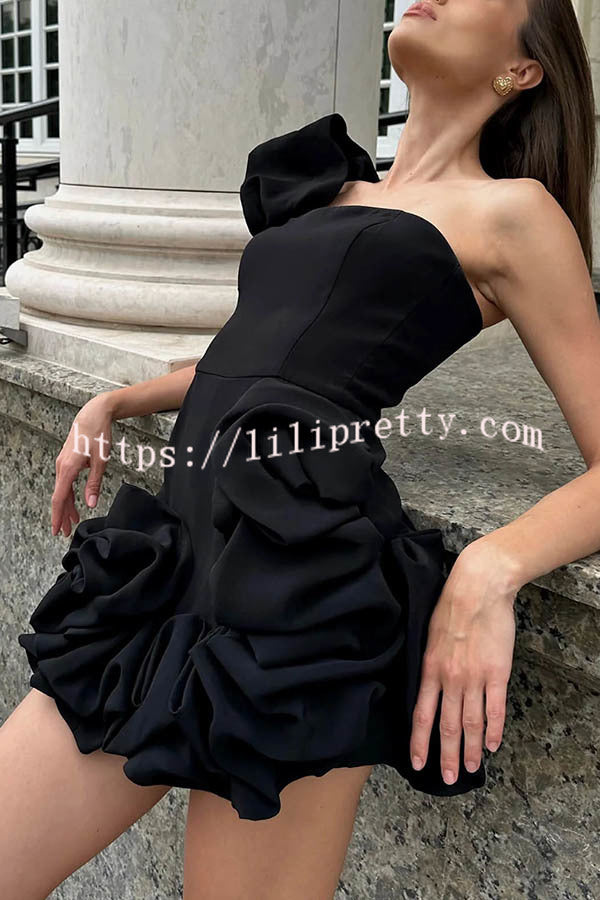 Lilipretty Delightful and Elegant Vibe Off Shoulder Flounce Bottom Mini Dress