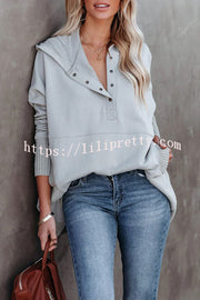 Lilipretty Coffee Perks Cotton Pocketed Henley Hoodie