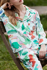 Parrot Print Home Long Sleeved Two-piece Set