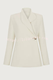 Exquisite and Fashionable Stand Lapel Neck Metal Button Long Sleeve Blazer
