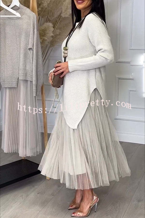 Jensine Pleated Tulle Tank Loose Midi Dress