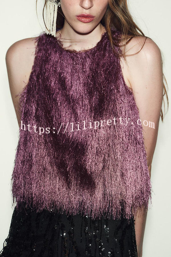 Flowing Elegance Layered Tassels Round Neck Sleeveless A-line Tank