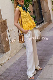 Solid Color Round Neck Sleeveless Hollow Tassel Loose Vest
