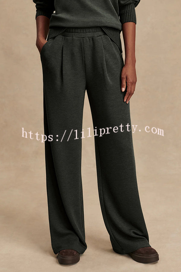 Barker High-Neck Long Sleeve Side Zipper Sweatshirt and Elastic Waist Pocketed Loose Pants Set