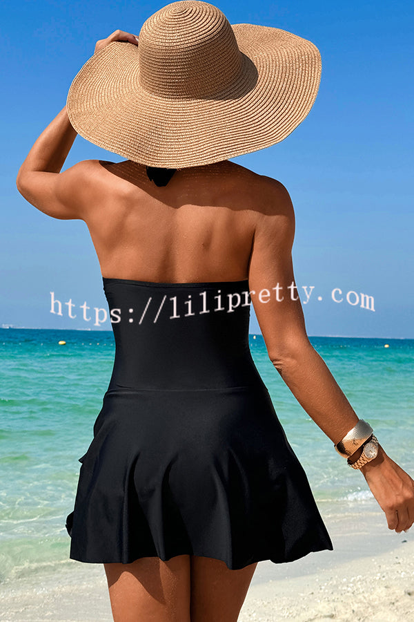 Fashionable Halterneck Waist Hollow Stretch One-piece Swimsuit