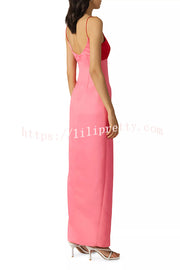 Fabulous Style Colorblock Cut-Out Knotted Accents Slit Maxi Dress