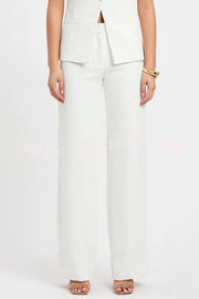 Solid Color High Waisted Straight Leg Loose Wide Leg Pants