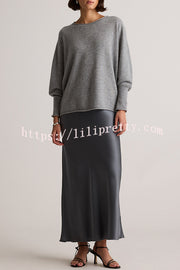 Soft and Warm Cashmere Knit Batwing Sleeve Relaxed Sweater