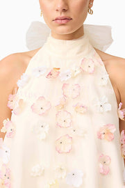 Sweet Floral Embellished Sleeveless Mini Dress