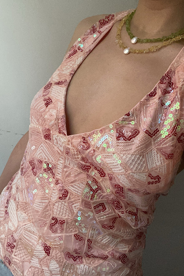 Fashion Sequined Casual V-neck Backless Slim Vest