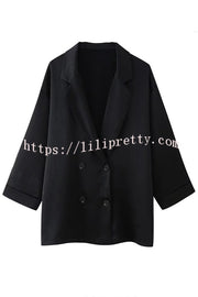 Fashionable Wrinkled Lapel Long-sleeved Loose Blazer