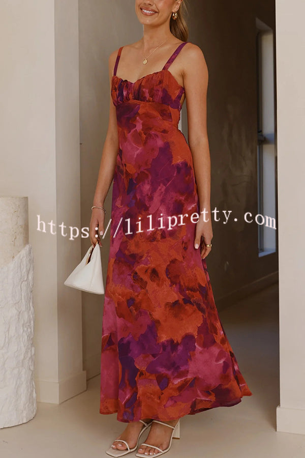 Fashion Tie-dye Backless Suspender Holiday Maxi Dress