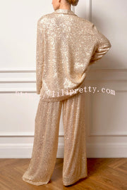 Solid Color Sequin Long Sleeve Party Blazer