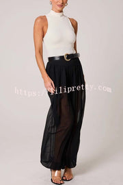 Autumn Avenue Chiffon See-Through Elastic Waist Aladdin Bloomers Pants