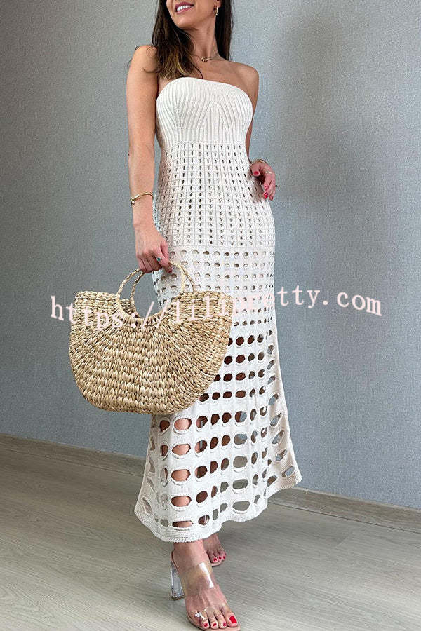 Lilipretty® Rustic Patchwork Cutout Off Shoulder Maxi Dress