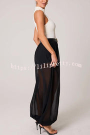 Autumn Avenue Chiffon See-Through Elastic Waist Aladdin Bloomers Pants