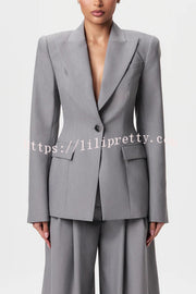 Power Girl Button Up Long Sleeve Removable Belt Lapel Blazer