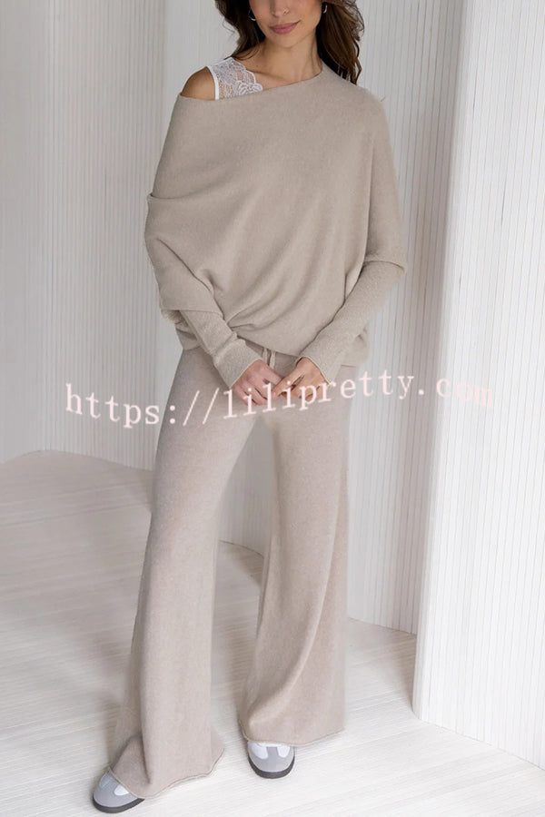 Solid Color Round Neck Long Sleeve Loose Knitted Sweater