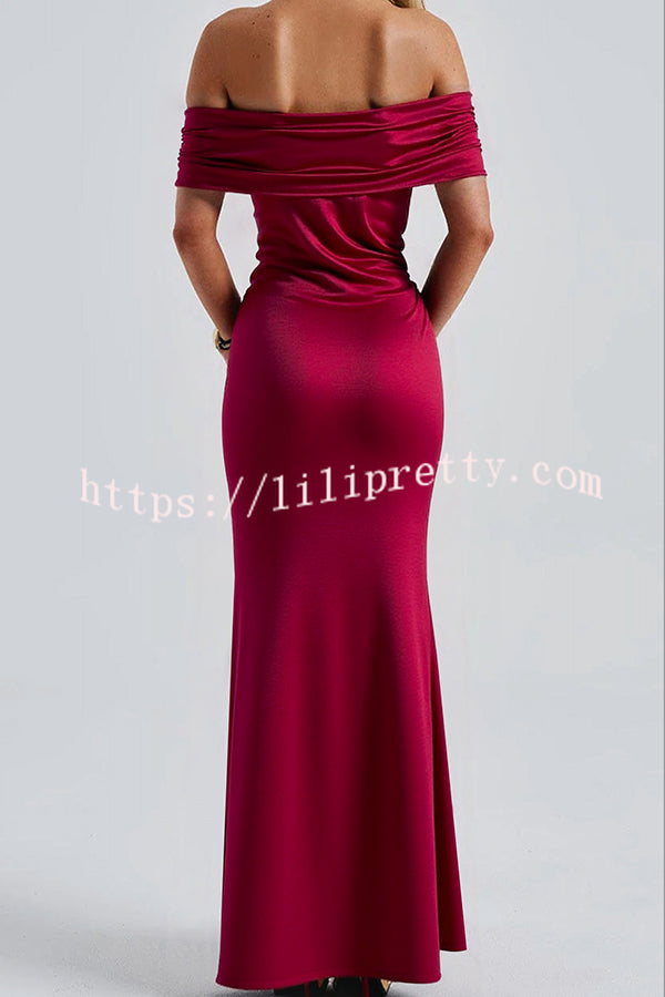 Sexy Off-shoulder Fitted High Slit Elegant Maxi Dress