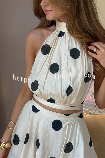 Gift To You Polka Dot Print High Neck Sleeveless Top