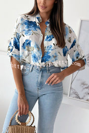 Stylish Floral Print Casual Shirt Top