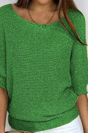 Lilipretty Crew Neck Knitted Half Sleeve Sweater