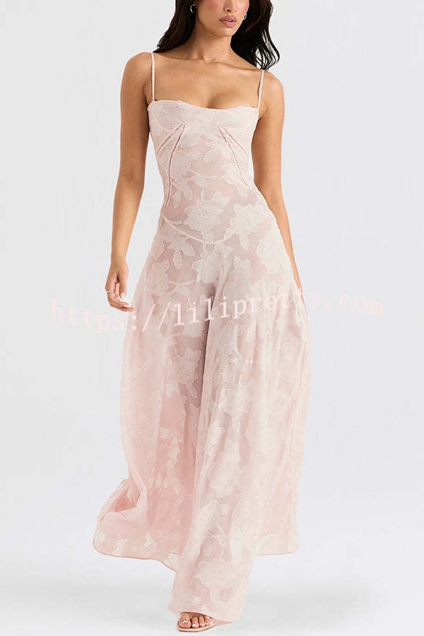 Fashion Sexy Suspenders See-through Holiday Slim Maxi Dress
