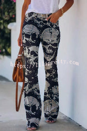 On A Drive Printed Faux High Rise Flare Pants