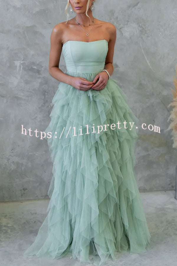 Lilipretty® Sex and The City Tulle Off Shoulder Cascade Maxi Dress