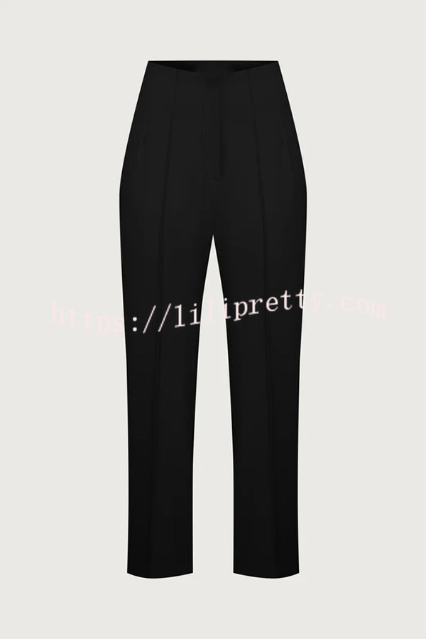 Exquisite and Fashionable High Waist Pocketed Straight Leg Pencil Pants