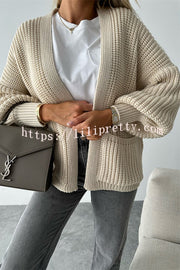 Solid Color V-neck Long-sleeved Casual Knitted Cardigan