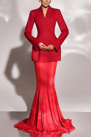 Shes Timeless Mesh High Rise Elastic Waist Fishtail Maxi Skirt