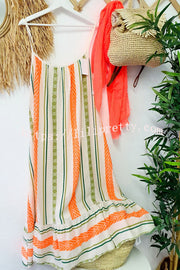 Lilipretty Happy Sunday Linen Blend Ethnic Print A-line Cami Maxi Dress