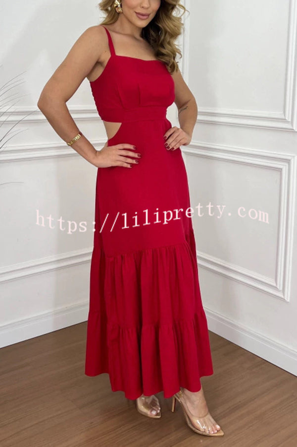 Solid Color Sleeveless Pleated Back Waist-baring Maxi Dress