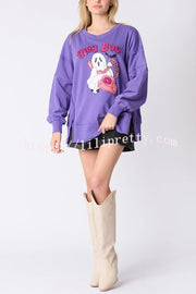 Halloween Cartoon Ghost Sequin Loose Casual Sweatshirt