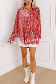 Solid Color Velvet Light-sensitive Drape Loose Shirt