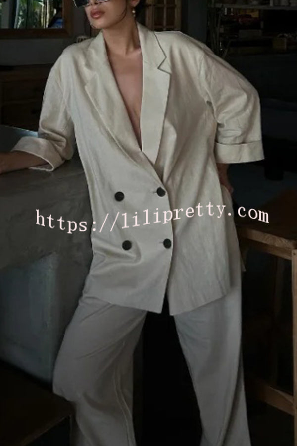 Fashionable Wrinkled Lapel Long-sleeved Loose Blazer