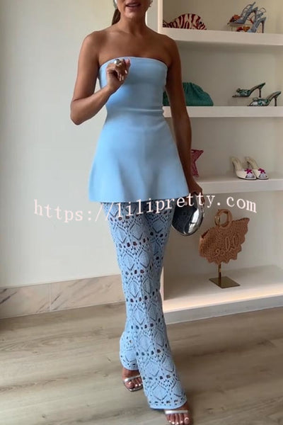 Anette Bandage Knit Strapless Stretch A-line Midi Top