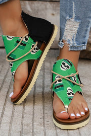 Independence Day Summer New Printed Back Zipper Roman Beach Sandals