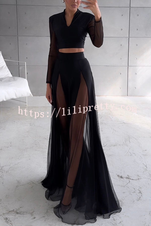 Feeling Chic Tulle Patchwork Elastic Waist A-line Maxi Skirt