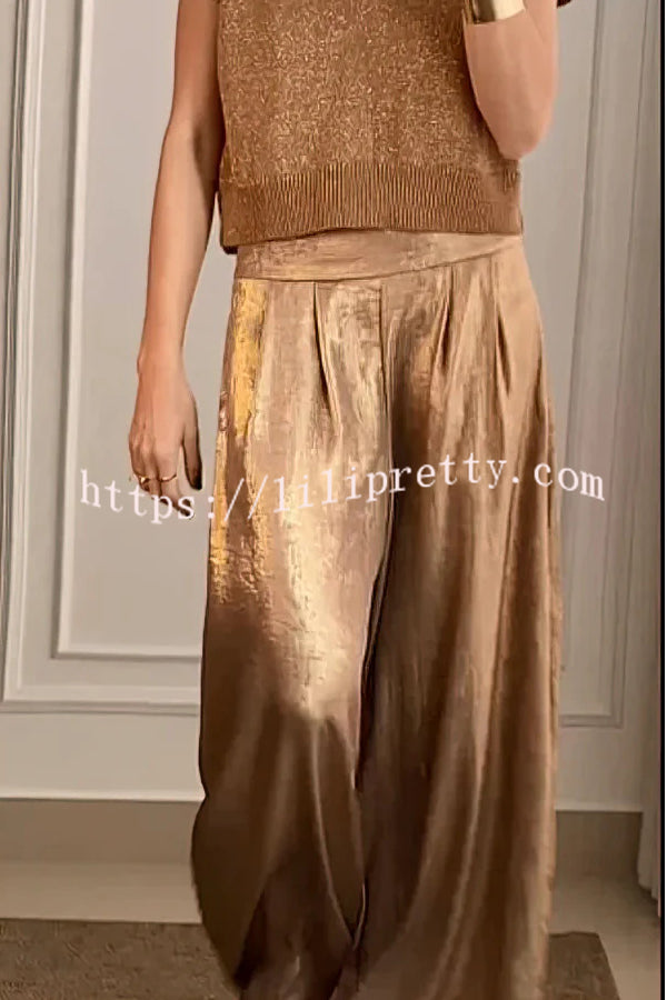 Fashionable Hot Stamping High Waist Casual Wide Leg Pants