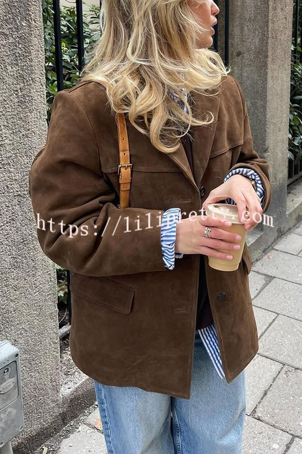 Vintage Lapel Long Sleeve Buttoned Loose Jacket