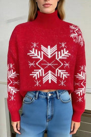Christmas Snowflake Pattern Long-sleeved Loose Knit Sweater