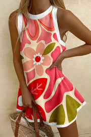 Floral Print Sleeveless Resort Mini Dress