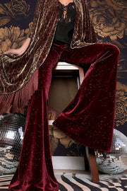 Stylish Velvet High-waisted Draped Casual Flared Pants